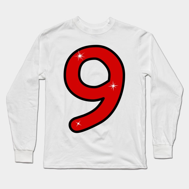 nine, ninth, 9, number nine, 9 years, 9 year old, number 9,  Numeral 9, 9th birthday gift, 9th birthday design, anniversary, birthday, anniversary, date, 9th grade Long Sleeve T-Shirt by grafinya